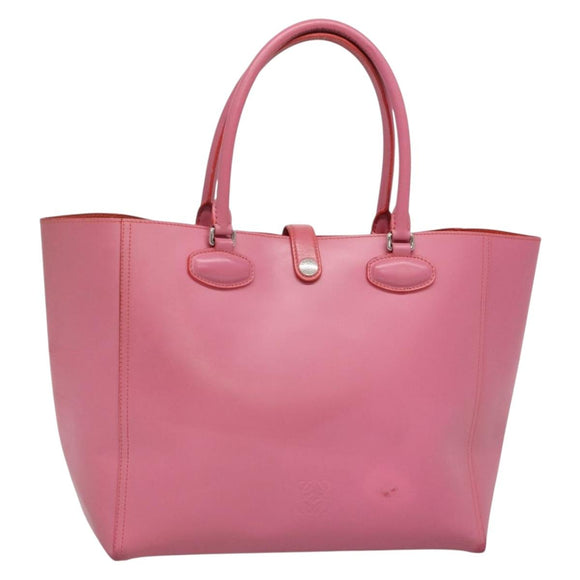 LOEWE Anagram Tote Bag Leather Pink Silver Auth hk2947
