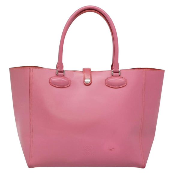 LOEWE Anagram Tote Bag Leather Pink Silver Auth hk2947