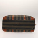 FENDI Pecan Canvas Boston Bag PVC Black Brown Auth hk2948-5