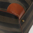 FENDI Pecan Canvas Boston Bag PVC Black Brown Auth hk2948-9
