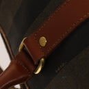FENDI Pecan Canvas Boston Bag PVC Black Brown Auth hk2948-19