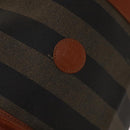 FENDI Pecan Canvas Boston Bag PVC Black Brown Auth hk2948-20