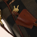 FENDI Pecan Canvas Boston Bag PVC Black Brown Auth hk2948-10