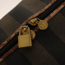 FENDI Pecan Canvas Boston Bag PVC Black Brown Auth hk2948-21