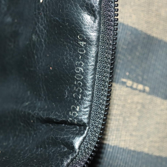 FENDI Pecan Canvas Boston Bag PVC Black Brown Auth hk2948