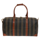 FENDI Pecan Canvas Boston Bag PVC Black Brown Auth hk2948-2