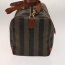 FENDI Pecan Canvas Boston Bag PVC Black Brown Auth hk2948-3