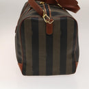 FENDI Pecan Canvas Boston Bag PVC Black Brown Auth hk2948-4