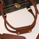 FENDI Pecan Canvas Boston Bag PVC Black Brown Auth hk2948-8