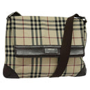 BURBERRY Nova Check Shoulder Bag Nylon Beige Silver Auth hk2950-1