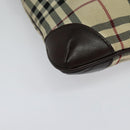BURBERRY Nova Check Shoulder Bag Nylon Beige Silver Auth hk2950-10