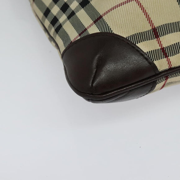 BURBERRY Nova Check Shoulder Bag Nylon Beige Silver Auth hk2950