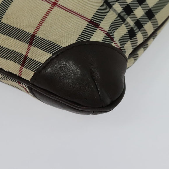 BURBERRY Nova Check Shoulder Bag Nylon Beige Silver Auth hk2950