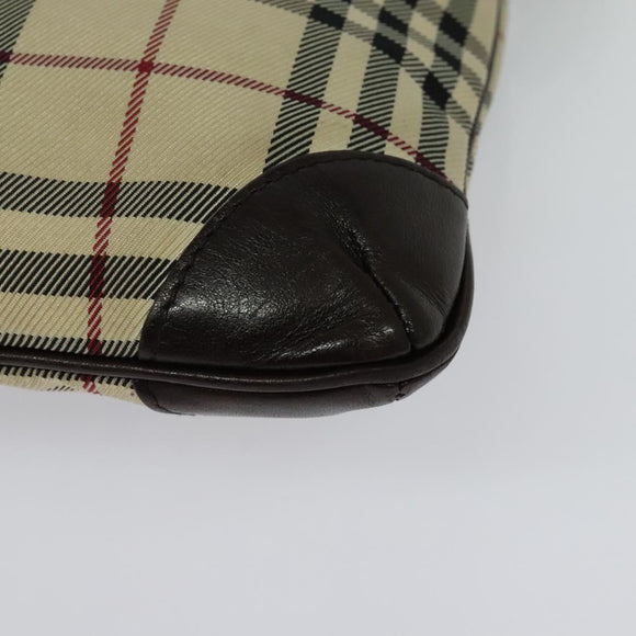 BURBERRY Nova Check Shoulder Bag Nylon Beige Silver Auth hk2950