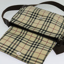 BURBERRY Nova Check Shoulder Bag Nylon Beige Silver Auth hk2950-15
