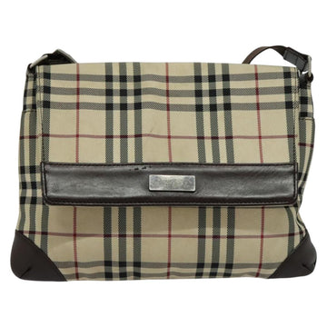 BURBERRY Nova Check Shoulder Bag Nylon Beige Silver Auth hk2950 - 0