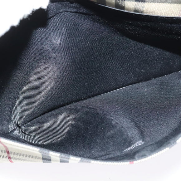 BURBERRY Nova Check Shoulder Bag Nylon Beige Silver Auth hk2950