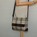 BURBERRY Nova Check Shoulder Bag Nylon Beige Silver Auth hk2950-21
