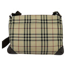 BURBERRY Nova Check Shoulder Bag Nylon Beige Silver Auth hk2950-3