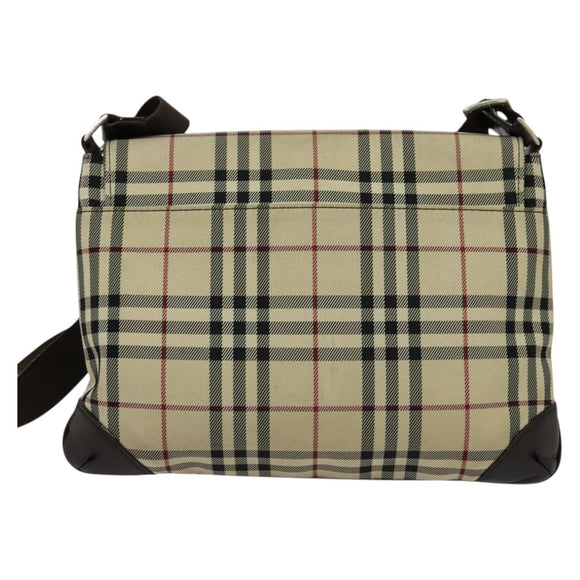 BURBERRY Nova Check Shoulder Bag Nylon Beige Silver Auth hk2950