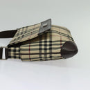 BURBERRY Nova Check Shoulder Bag Nylon Beige Silver Auth hk2950-4