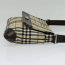 BURBERRY Nova Check Shoulder Bag Nylon Beige Silver Auth hk2950-5