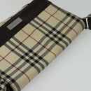 BURBERRY Nova Check Shoulder Bag Nylon Beige Silver Auth hk2950-6