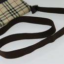 BURBERRY Nova Check Shoulder Bag Nylon Beige Silver Auth hk2950-7