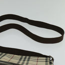 BURBERRY Nova Check Shoulder Bag Nylon Beige Silver Auth hk2950-8