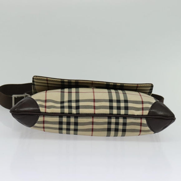 BURBERRY Nova Check Shoulder Bag Nylon Beige Silver Auth hk2950