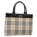 BURBERRY Nova Check Tote Bag Nylon Beige Silver Auth hk2951-1