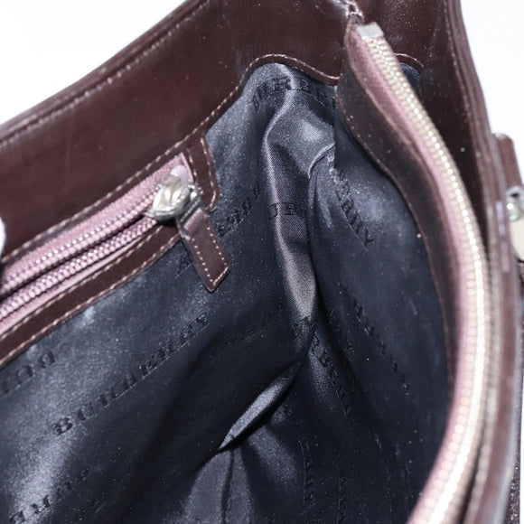 BURBERRY Nova Check Tote Bag Nylon Beige Silver Auth hk2951