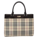 BURBERRY Nova Check Tote Bag Nylon Beige Silver Auth hk2951-13
