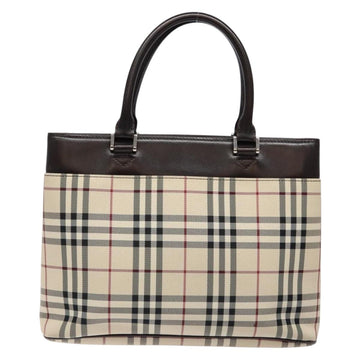 BURBERRY Nova Check Tote Bag Nylon Beige Silver Auth hk2951 - 0