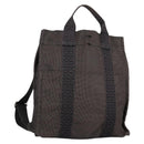 HERMES Her Line A Dos MM Backpack Canvas Gray Silver Auth hk2953-1