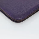 HERMES Dogon GM Wallet Leather Purple Silver Auth hk2954-16