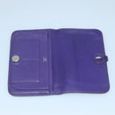 HERMES Dogon GM Wallet Leather Purple Silver Auth hk2954-9