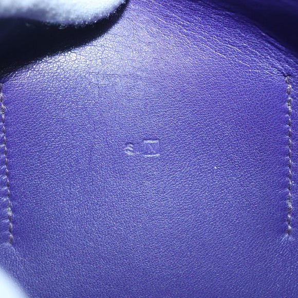 HERMES Dogon GM Wallet Leather Purple Silver Auth hk2954