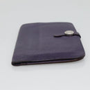 HERMES Dogon GM Wallet Leather Purple Silver Auth hk2954-3