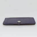 HERMES Dogon GM Wallet Leather Purple Silver Auth hk2954-6