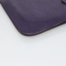 HERMES Dogon GM Wallet Leather Purple Silver Auth hk2954-14