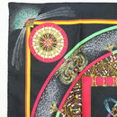 HERMES Carre 90 Scarf ""FEUX D' ARTIFICE"" Silk Black Auth hk2955-2