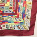 HERMES Carre 90 Scarf ""CORRESPONDANCE"" Silk Bordeaux Auth hk2956-10