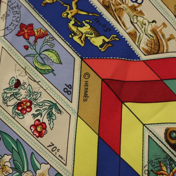 HERMES Carre 90 Scarf ""CORRESPONDANCE"" Silk Bordeaux Auth hk2956