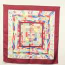 HERMES Carre 90 Scarf ""CORRESPONDANCE"" Silk Bordeaux Auth hk2956-11