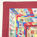 HERMES Carre 90 Scarf ""CORRESPONDANCE"" Silk Bordeaux Auth hk2956-2