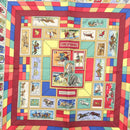 HERMES Carre 90 Scarf ""CORRESPONDANCE"" Silk Bordeaux Auth hk2956-6