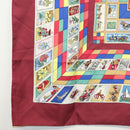 HERMES Carre 90 Scarf ""CORRESPONDANCE"" Silk Bordeaux Auth hk2956-8