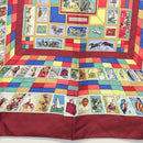 HERMES Carre 90 Scarf ""CORRESPONDANCE"" Silk Bordeaux Auth hk2956-9