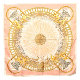 HERMES Carre 90 Scarf ""AMOURS"" Silk Pink Auth hk2958